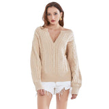 V-neck knitted loose pullover