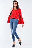 V-neck Long Sleeved Frill Top