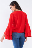 V-neck Long Sleeved Frill Top