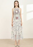 VALENCIA Fishnet Embroidered Midi Dress