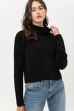 Velvet Crop Sweater in Blue / White / Black