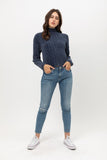 Velvet Crop Sweater in Blue / White / Black