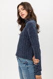 Velvet Crop Sweater in Blue / White / Black