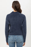 Velvet Crop Sweater in Blue / White / Black