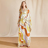VENETIA V-neck Chiffon Loose Maxi Dress