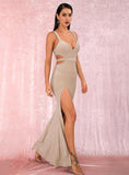 VENUS V-neck Open Waist Slit Bodycon gown