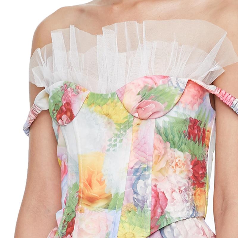 Watercolor Print Bustier Top