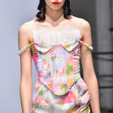 Watercolor Print Bustier Top