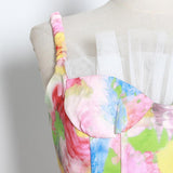 Watercolor Print Bustier Top