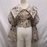 Web Print Zip-front Top in colors