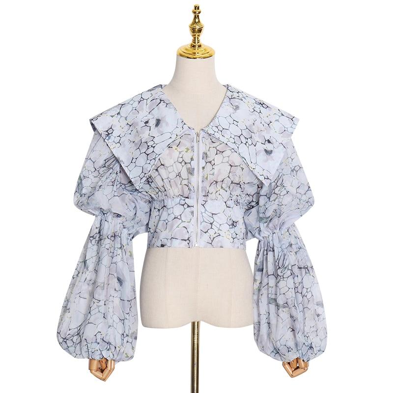 Web Print Zip-front Top in colors