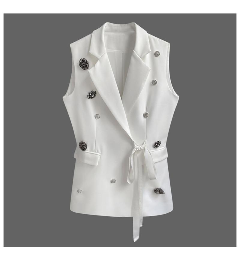 Primetime Looks-White lapel vest with sashes