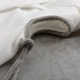 Primetime Looks-White Rhinestones Hollow Out Blazer