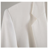 Primetime Looks-White Rhinestones Hollow Out Blazer