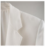 Primetime Looks-White Rhinestones Hollow Out Blazer