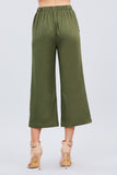 Wide Linen Pants with Button Trim