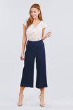 Wide Linen Pants with Button Trim