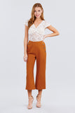Wide Linen Pants with Button Trim