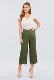Wide Linen Pants with Button Trim
