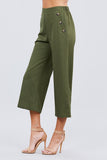 Wide Linen Pants with Button Trim