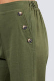 Wide Linen Pants with Button Trim