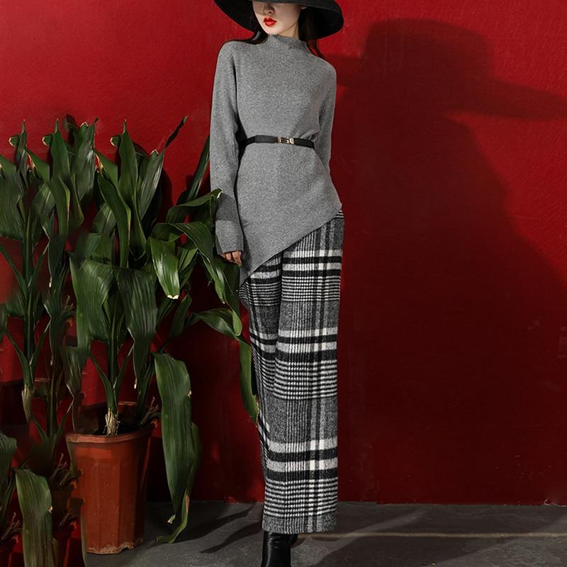 Primetime Looks-Wool-blend plaid culottes and top set
