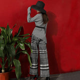 Primetime Looks-Wool-blend plaid culottes and top set