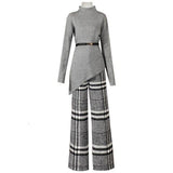 Primetime Looks-Wool-blend plaid culottes and top set