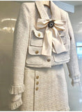 Primetime Looks-Wool-blend skirt suit in ivory white