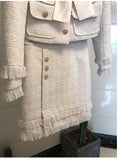 Primetime Looks-Wool-blend skirt suit in ivory white