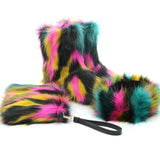 YETTI faux fur boots and purse w headband set in colors