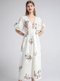 ZANE Puff Deep V-Neck Elastic Waist Dress