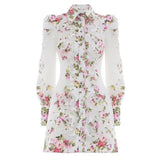 Zarina lantern-sleeved floral mini dress