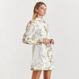 Zarina lantern-sleeved floral mini dress
