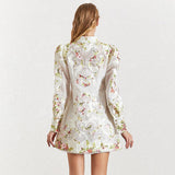 Zarina lantern-sleeved floral mini dress