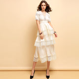 Lombardi white lace midi dress