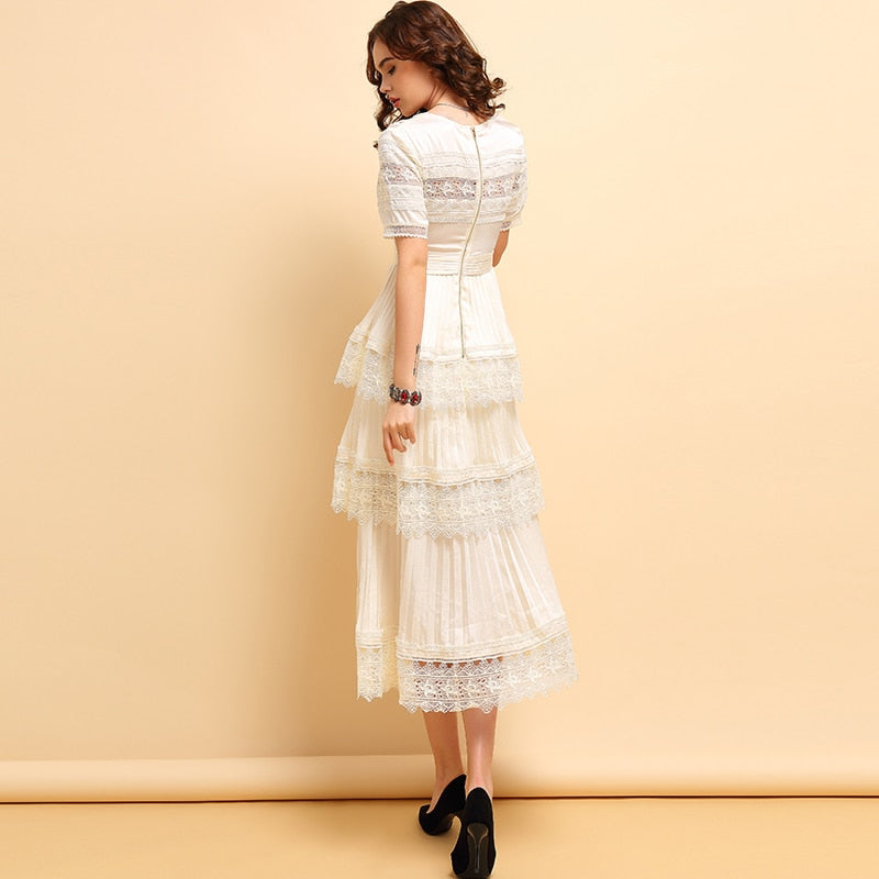 Lombardi white lace midi dress