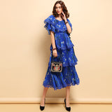 Fairy deep blue ruffled midi dress
