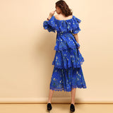 Fairy deep blue ruffled midi dress