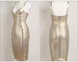 Bandage strapped midi dress in gold