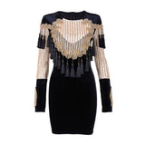 Beads and tassels mini dress