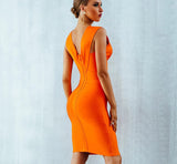 Bodycon midi dress in orange