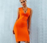 Bodycon midi dress in orange