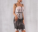 Sheath bandage type mini dress in apricot