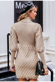 Lantern sleeve turtleneck sweater dress