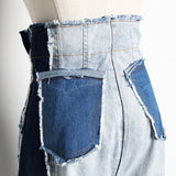 High-waist wide-leg denim pants