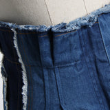 High-waist wide-leg denim pants