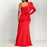 Tammy off-shoulder slit ruffled evening dress