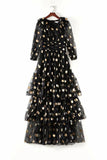 Golden Polka dot maxi mesh dress