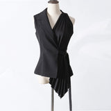 Patchwork pleated vest in colors